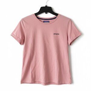 Patagonia P-6 Mission Organic T-Shirt L Pink Short Sleeve Tee Graphic Logo